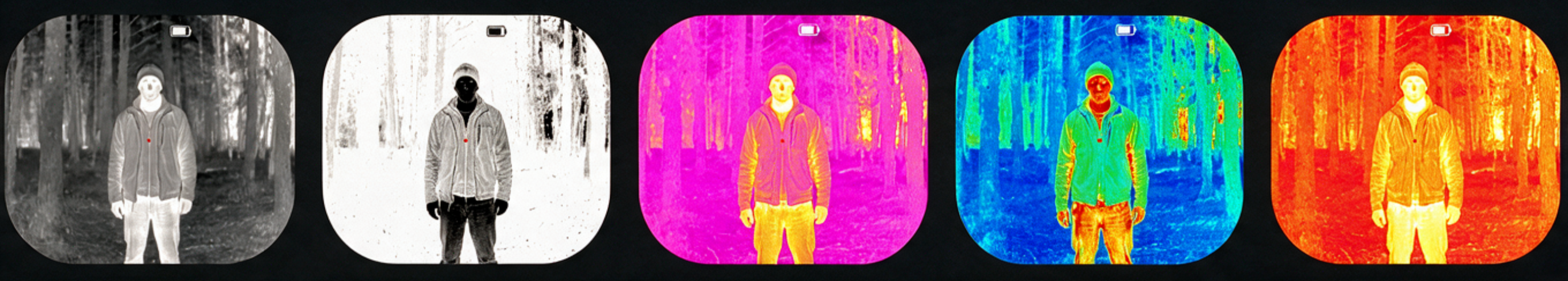 Nexus Mini Thermal color palettes shown through the optic