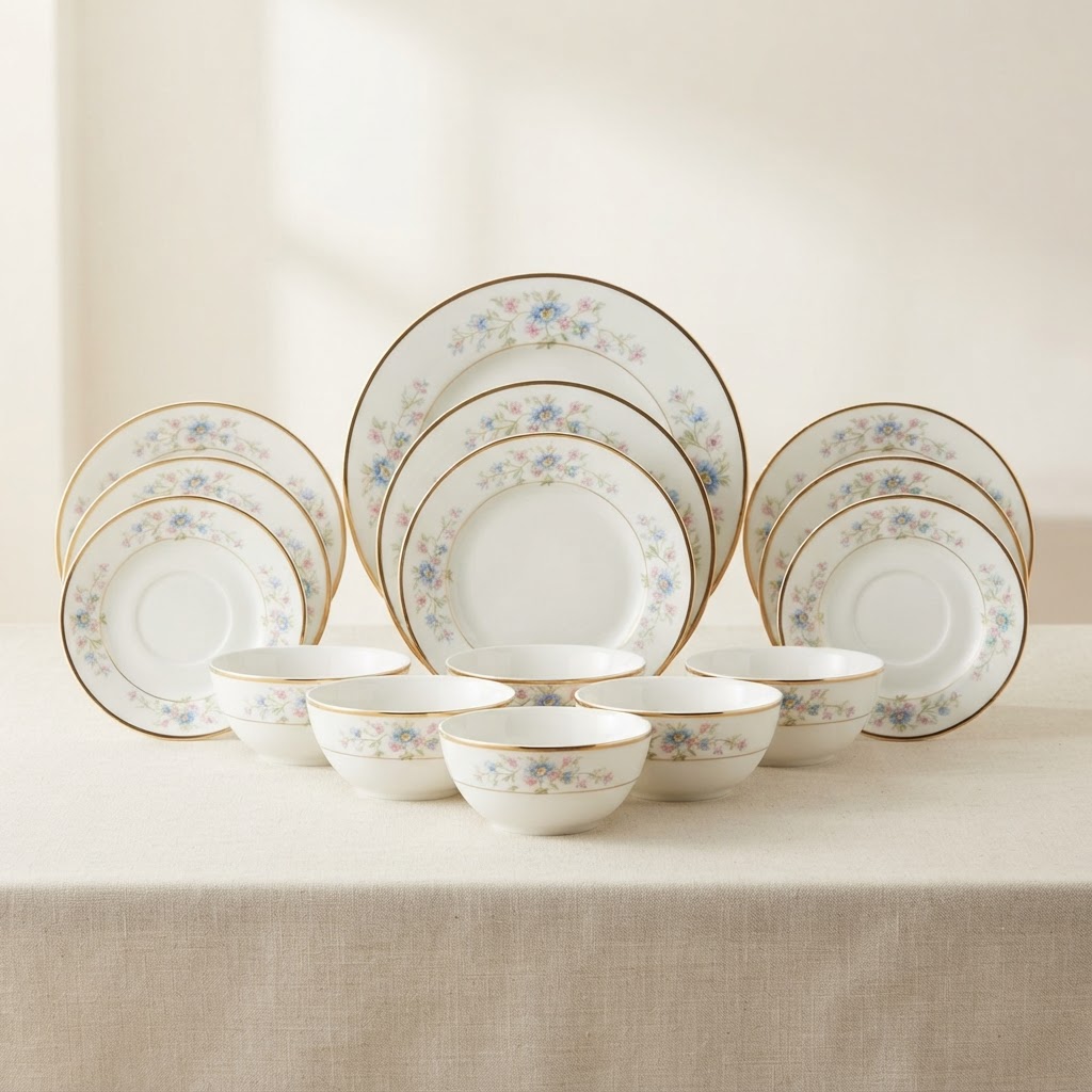 Aparelho de Jantar Floralis Porcelana 24 Peças Completo com Tigelas Bowls
