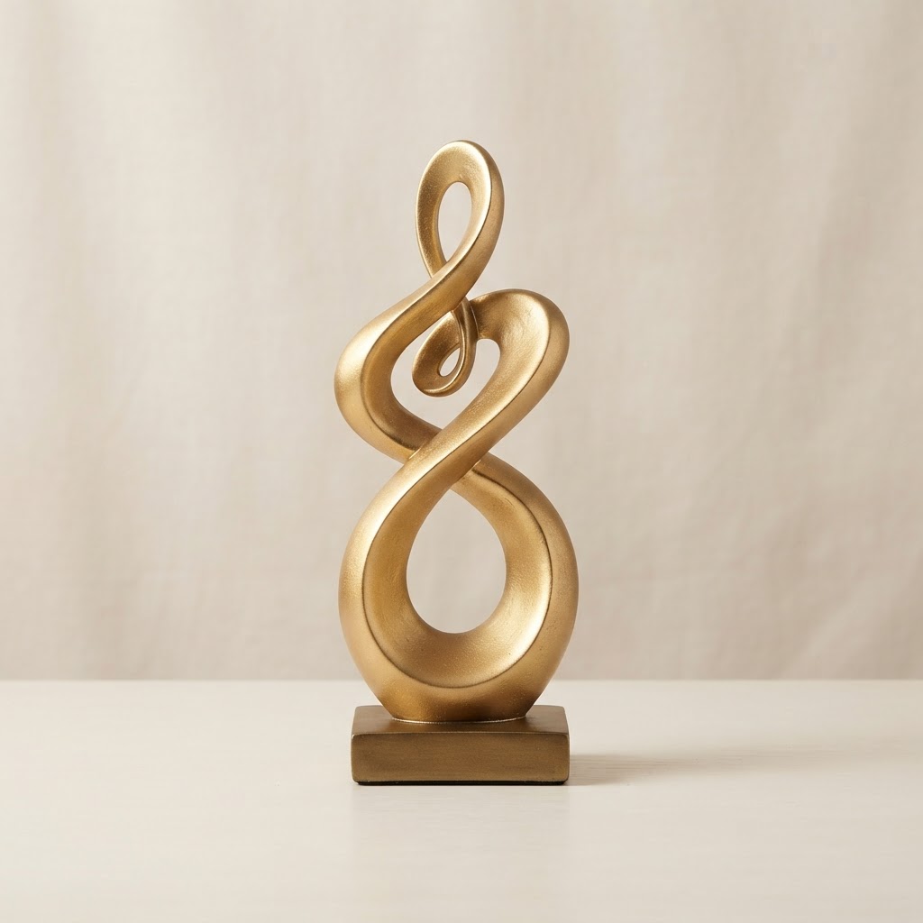 Escultura Abstrata Poliresina Dourado Mart 19827 para Decoração