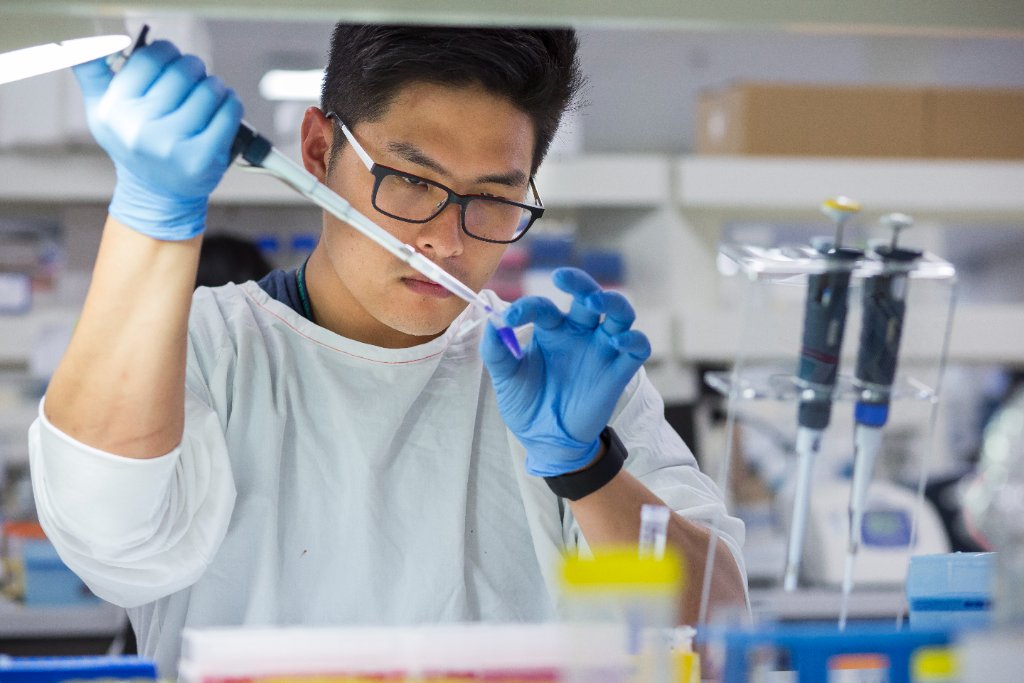 Dr. Chris Nahm in his research laboratory at Westmead Hospital