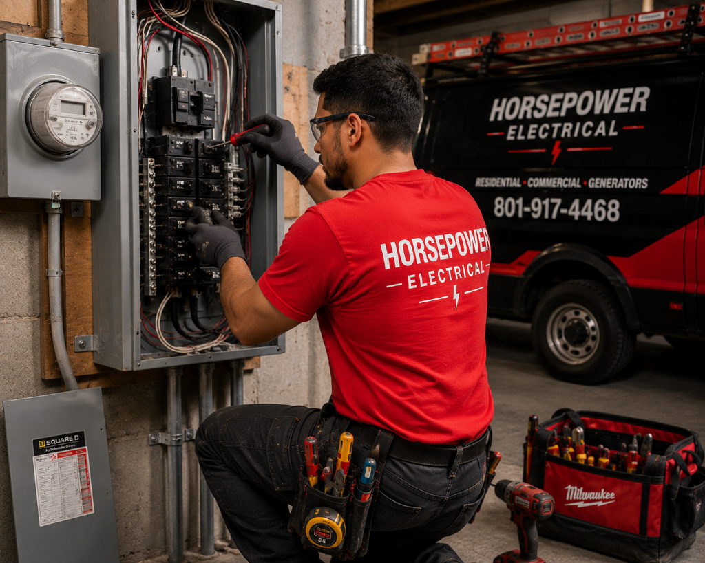 Electrical panel upgrade in Northern Utah by Horsepower Electrical