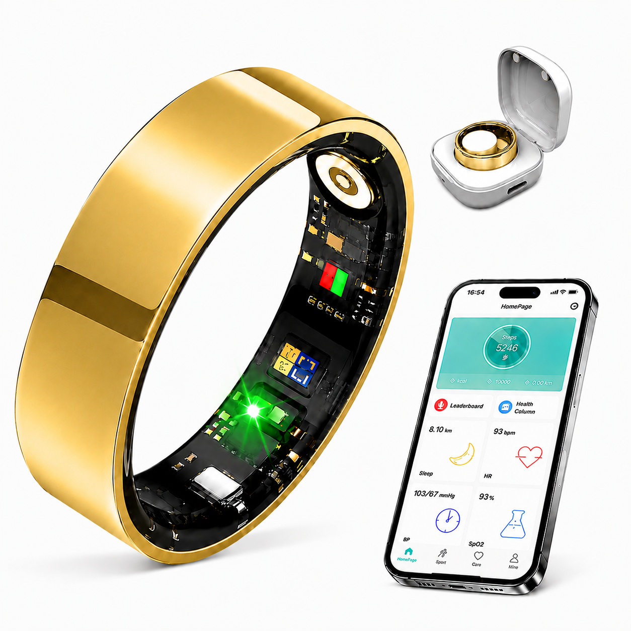 Sentry Smart Ring, gold finish