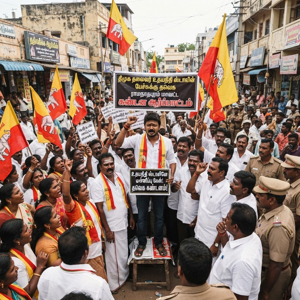 ராமநாதபுரத்தில் தவெகவினர் ஆர்ப்பாட்டம்