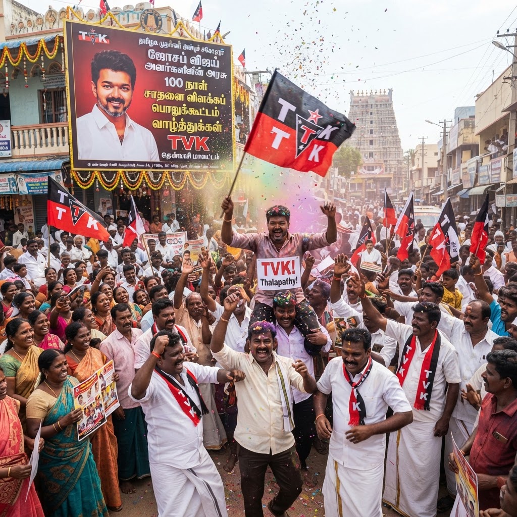 தென்காசியில் தவெக அரசின் 100 நாள் சாதனை கொண்டாட்டம்
