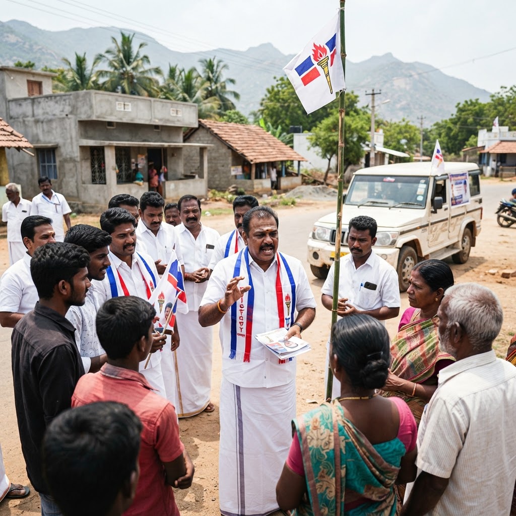 தென்காசி மத்திய மாவட்ட செயலாளரும், தமிழக வெற்றிக் கழகம் (TVK) கட்சியைச் சேர்ந்த நிர்வாகிகளின் செயல்பாடுகள்
