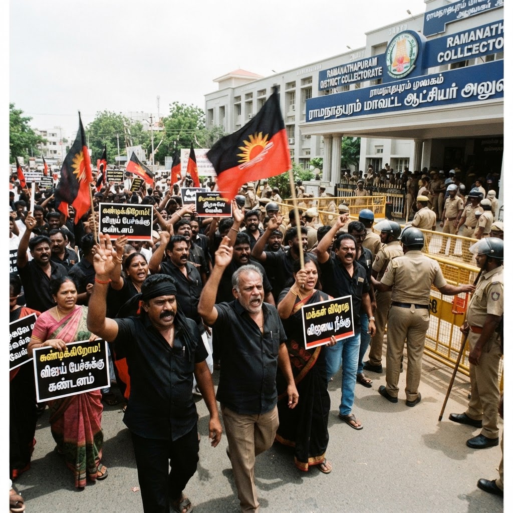 ராமநாதபுரத்தில் தவெக அரசுக்கு எதிராக திமுக போராட்டம்