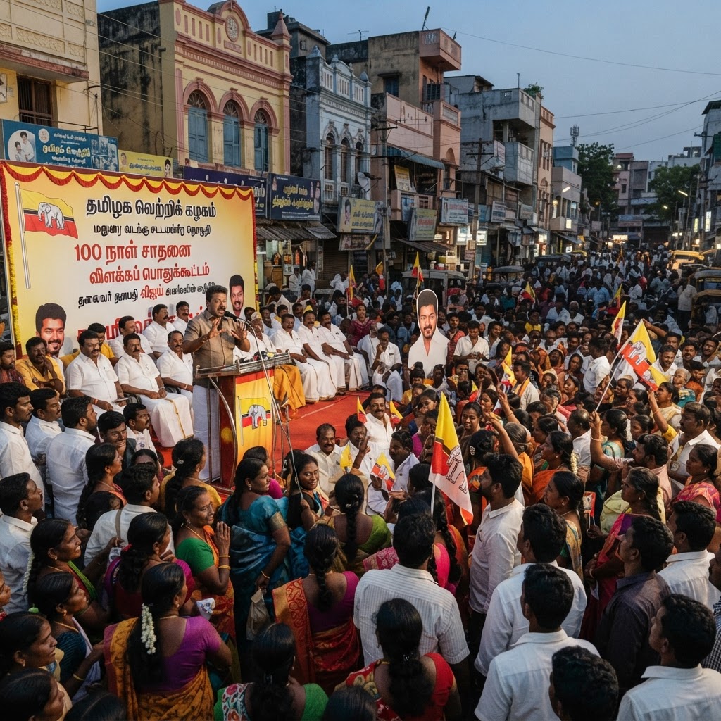 மதுரை வடக்கு தொகுதியில் த.வெ.க சாதனை விளக்கப் பொதுக்கூட்டம்