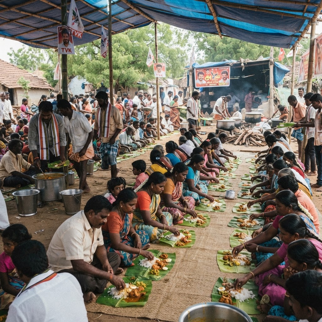 சிவகங்கையில் தவெக இணைப்பு விழாவில் அசைவ விருந்து: நெட்டிசன்கள் பேச்சு