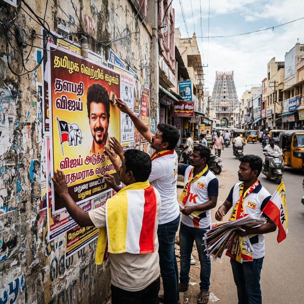 மதுரையில் விஜய் ஆதரவாளர்கள் சுவரொட்டிகள்: பிரதமர் கனவு குறித்து பேச்சு
