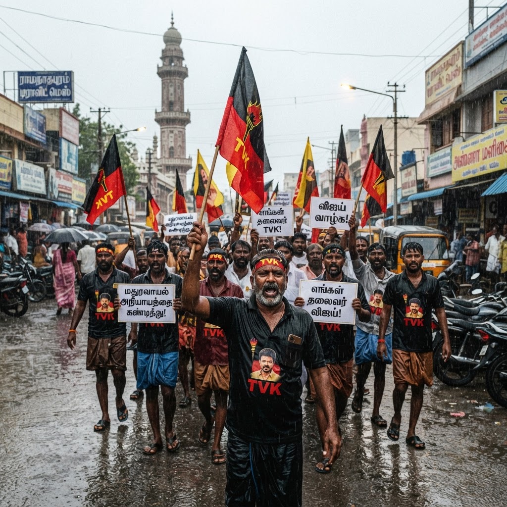 ராமநாதபுரத்தில் தவெக தொண்டர்களின் போராட்டம்