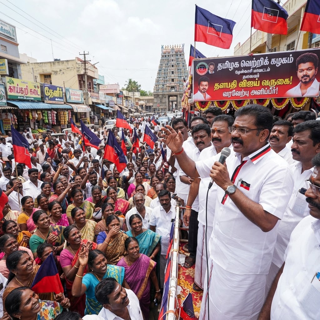 தமிழக வெற்றி கழக தலைவர் தளபதி விஜய் தென்காசி வருகை