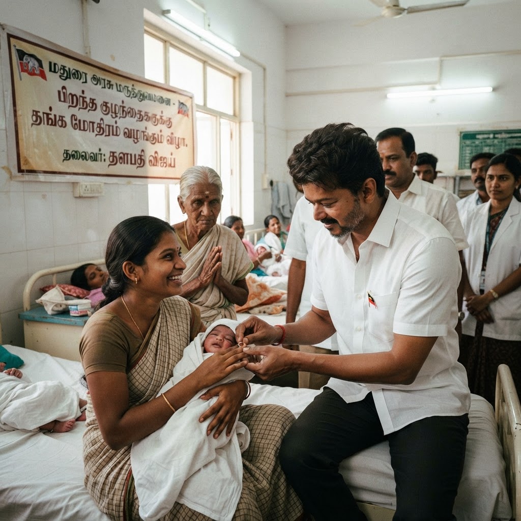 தமிழக முதல்வர் விஜய் மதுரையில் 'தாய்மாமன் தங்க மோதிரம்' திட்டத்தைத் தொடங்கி வைத்தார்