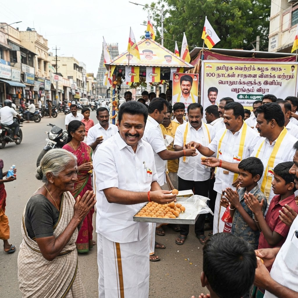 தவெக அரசு 100 நாள் சாதனை: மதுரையில் உற்சாக கொண்டாட்டம்