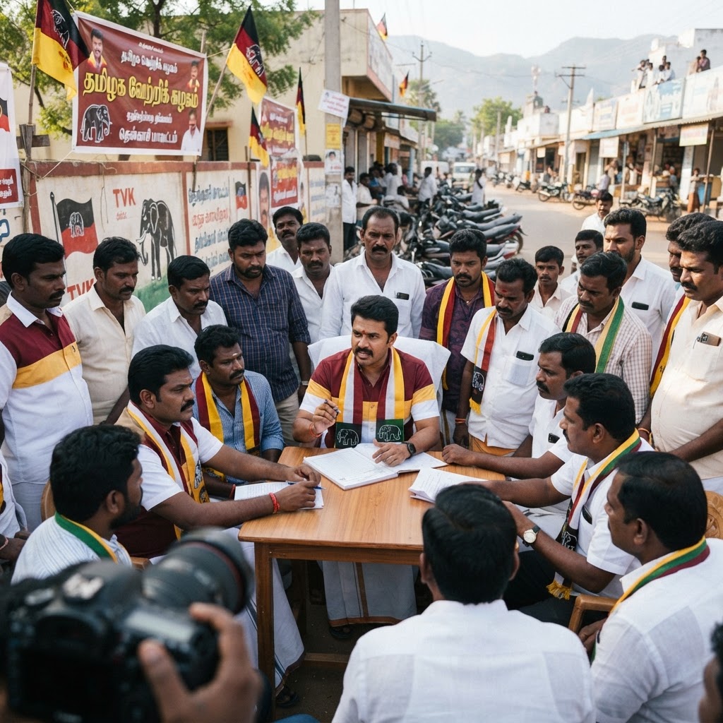 தென்காசி மாவட்ட த.வெ.க. நிர்வாகிகள் மற்றும் கட்சி செயல்பாடுகள் குறித்த தகவல்