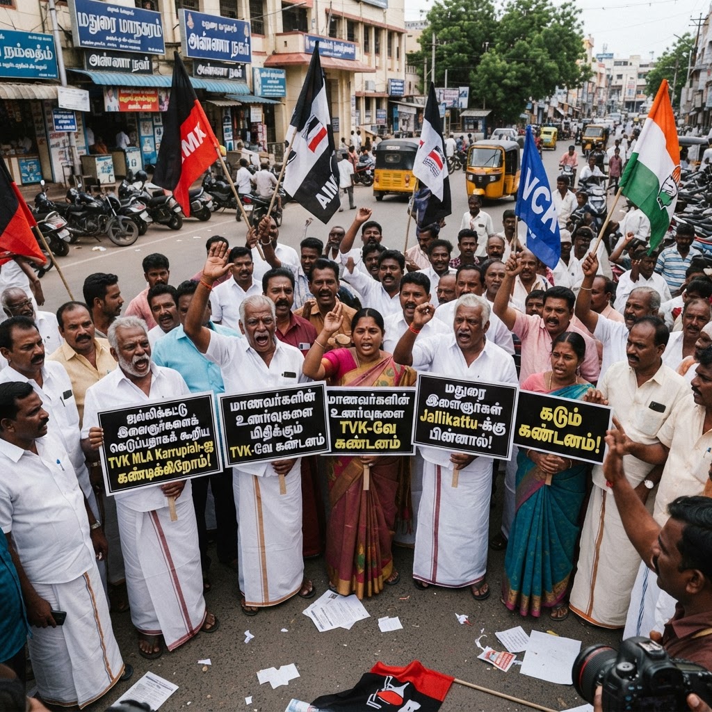 ஜல்லிக்கட்டு குறித்த தவெக எம்.எல்.ஏ-வின் கருத்துக்கு மதுரையில் கண்டனம்