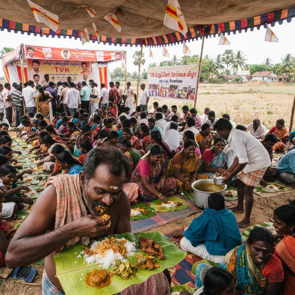 சிவகங்கை மதகுபட்டி: தவெக இணைப்பு விழாவில் அசைவ விருந்து!