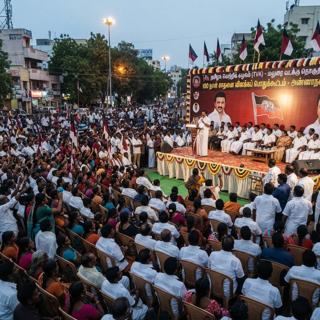 மதுரை வடக்கு தொகுதியில் தவெக சாதனை விளக்கப் பொதுக்கூட்டம்