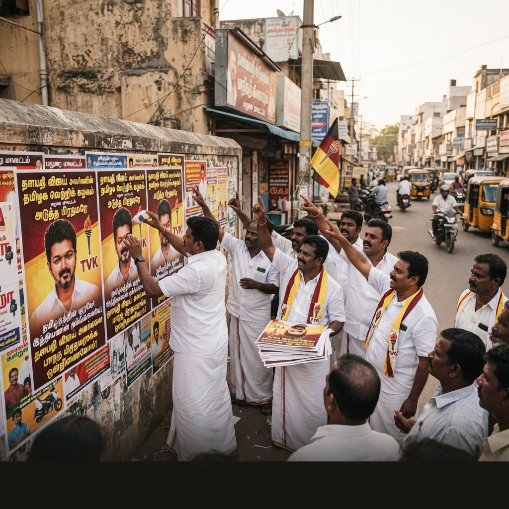 விஜய் பிரதமராவார் என ஆதரவாளர்கள் மதுரையில் சுவரொட்டி ஒட்டியதால் பரபரப்பு