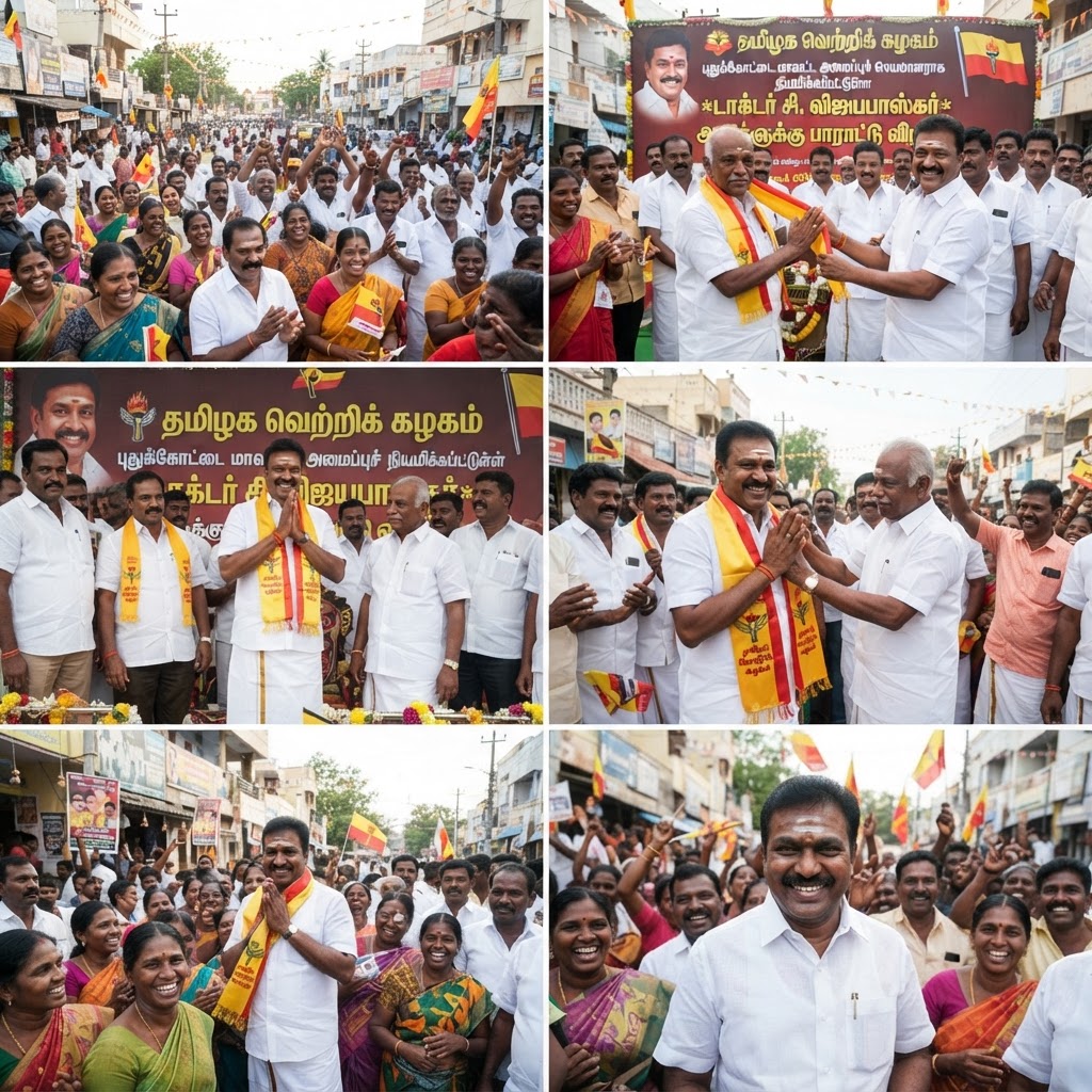 தமிழக வெற்றிக் கழகத்தின் புதுக்கோட்டை மாவட்ட அமைப்புச் செயலாளராக விஜயபாஸ்கர் நியமனம்