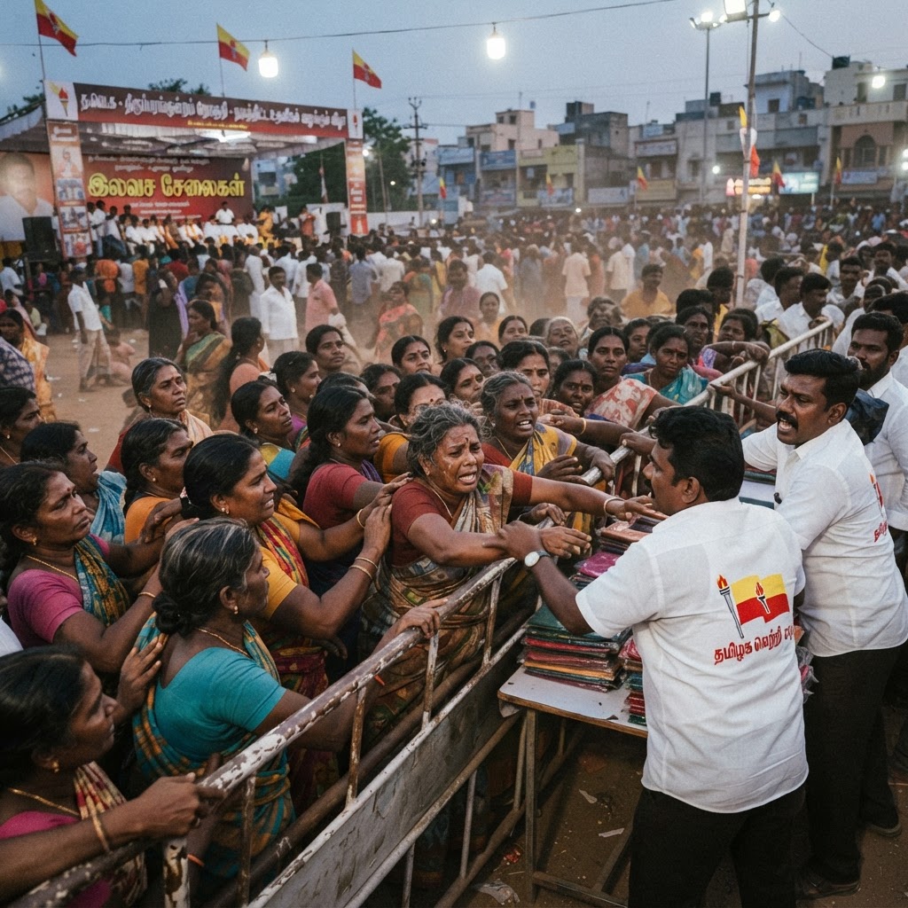 மதுரை திருப்பரங்குன்றத்தில் த.வெ.க நலத்திட்ட விழாவில் தள்ளுமுள்ளு