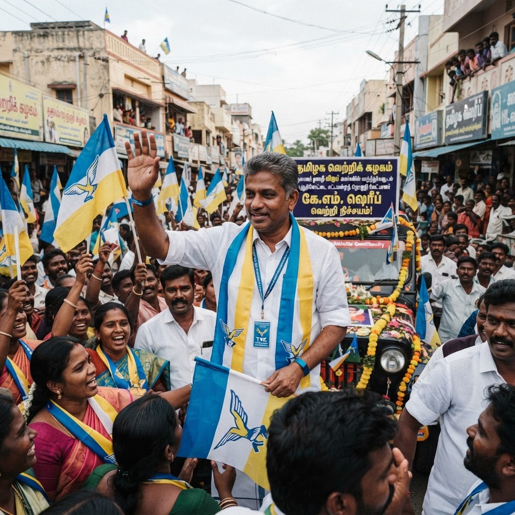 KM Shariff is the Tamilaga Vettri Kazhagam (TVK) candidate contesting from Pudukkottai