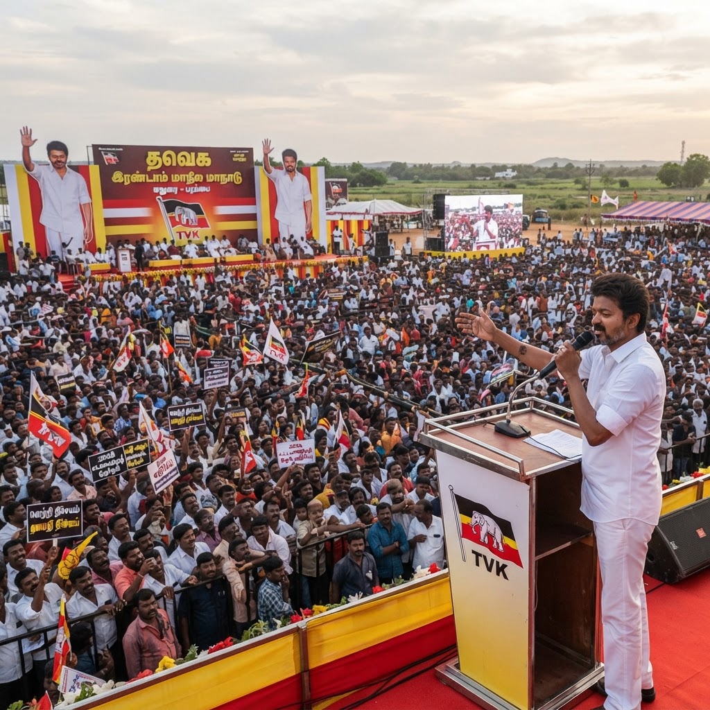 மதுரை பரப்படியில் தவெக மாநாட்டில் தளபதி விஜய்யின் அதிரடி அரசியல் பேச்சு