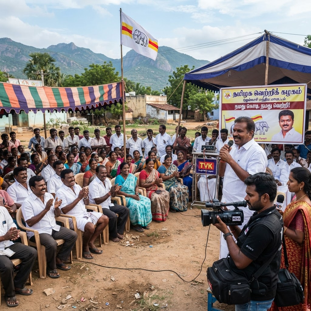 தென்காசி மத்திய மாவட்ட செயலாளரும், தமிழக வெற்றிக் கழகம் (TVK) கட்சியைச் சேர்ந்த நிர்வாகிகளும் பங்கேற்பு