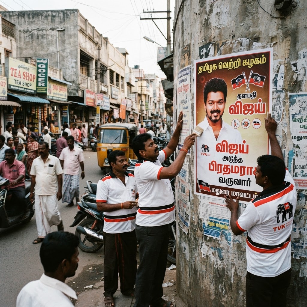 விஜய்யின் பிரதமர் கனவு: மதுரையில் சுவரொட்டிகள் ஒட்டி ஆதரவு தெரிவிக்கும் தவெக தொண்டர்கள்