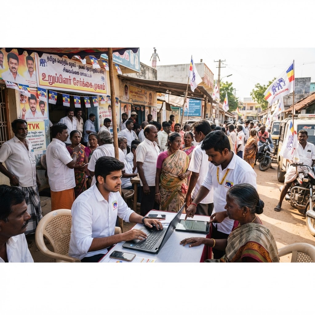 சிவகங்கையில் தமிழக வெற்றிக் கழகத்தின் செயல்பாடுகள் மற்றும் சமூக வலைதளப் பிரச்சாரங்கள்