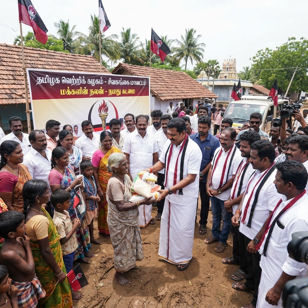 சிவகங்கையில் தமிழக வெற்றிக் கழகத்தின் வளர்ச்சிப் பணிகள் மற்றும் அரசியல் செயல்பாடுகள்