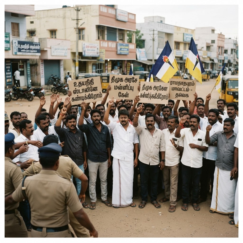 ராமநாதபுரத்தில் திமுகவை கண்டித்து தவெகவினர் ஆர்ப்பாட்டம்