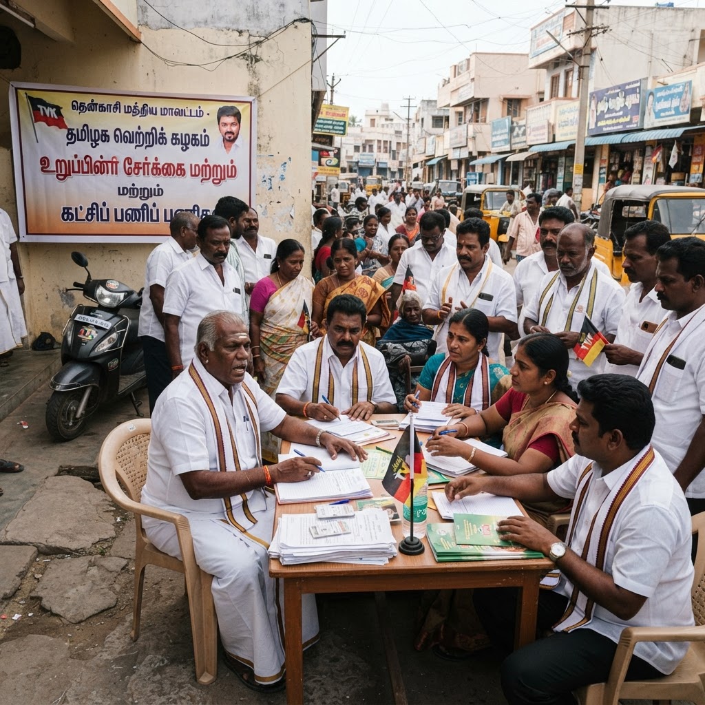 தென்காசி மத்திய மாவட்ட தமிழக வெற்றிக் கழகம்: கட்சிப் பணிகள் தீவிரம்