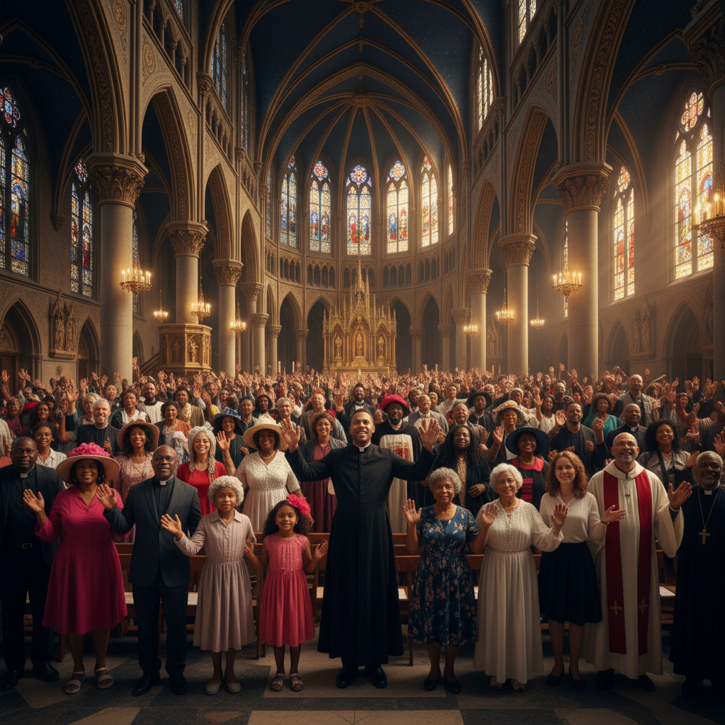 Diverse congregation united in worship