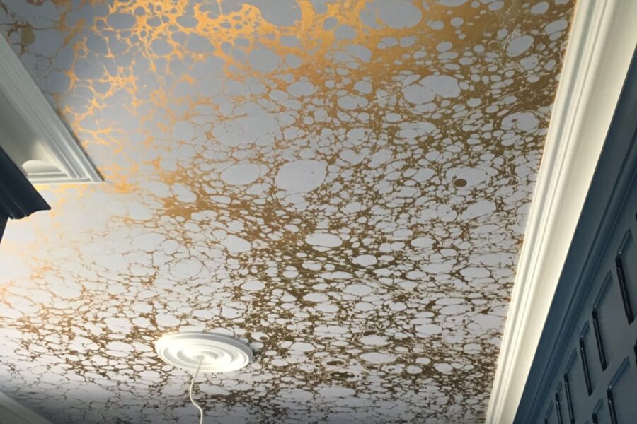 Hand-printed botanical mural — private London residence