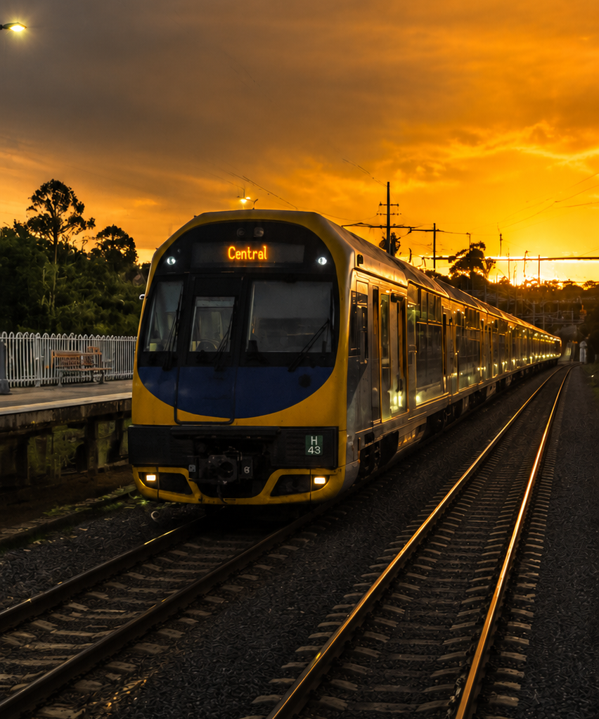 Australian railway tracks at dusk