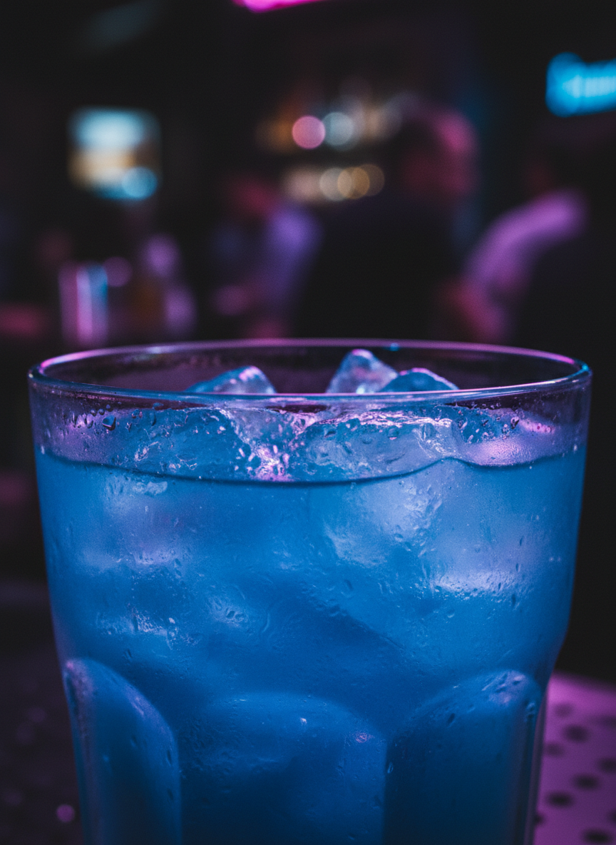Vibrant cocktail with neon reflections