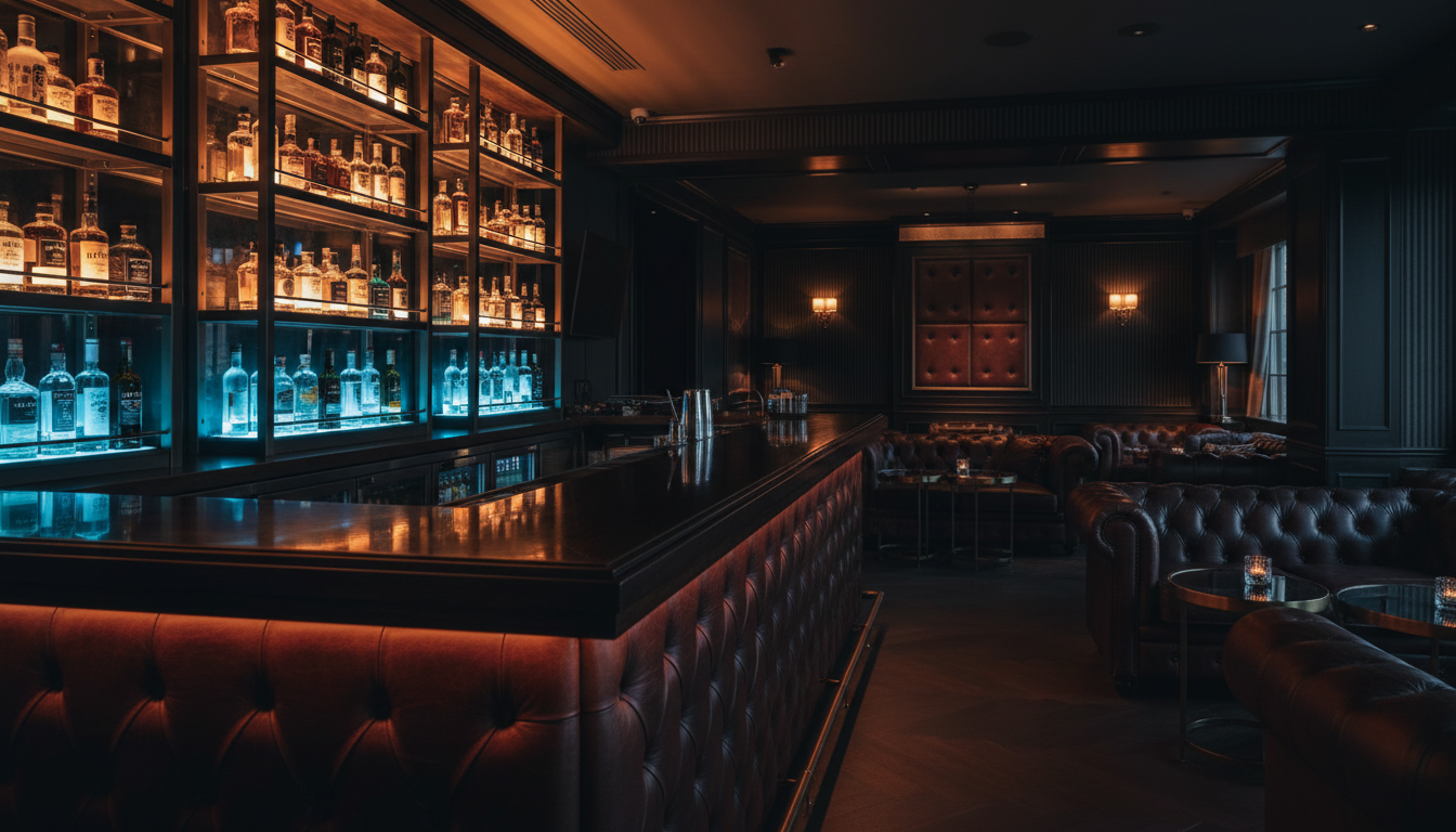 Premium bar interior with ambient lighting