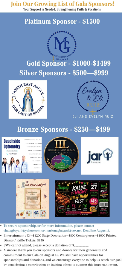 Join Our Growing List of Gala Sponsors!