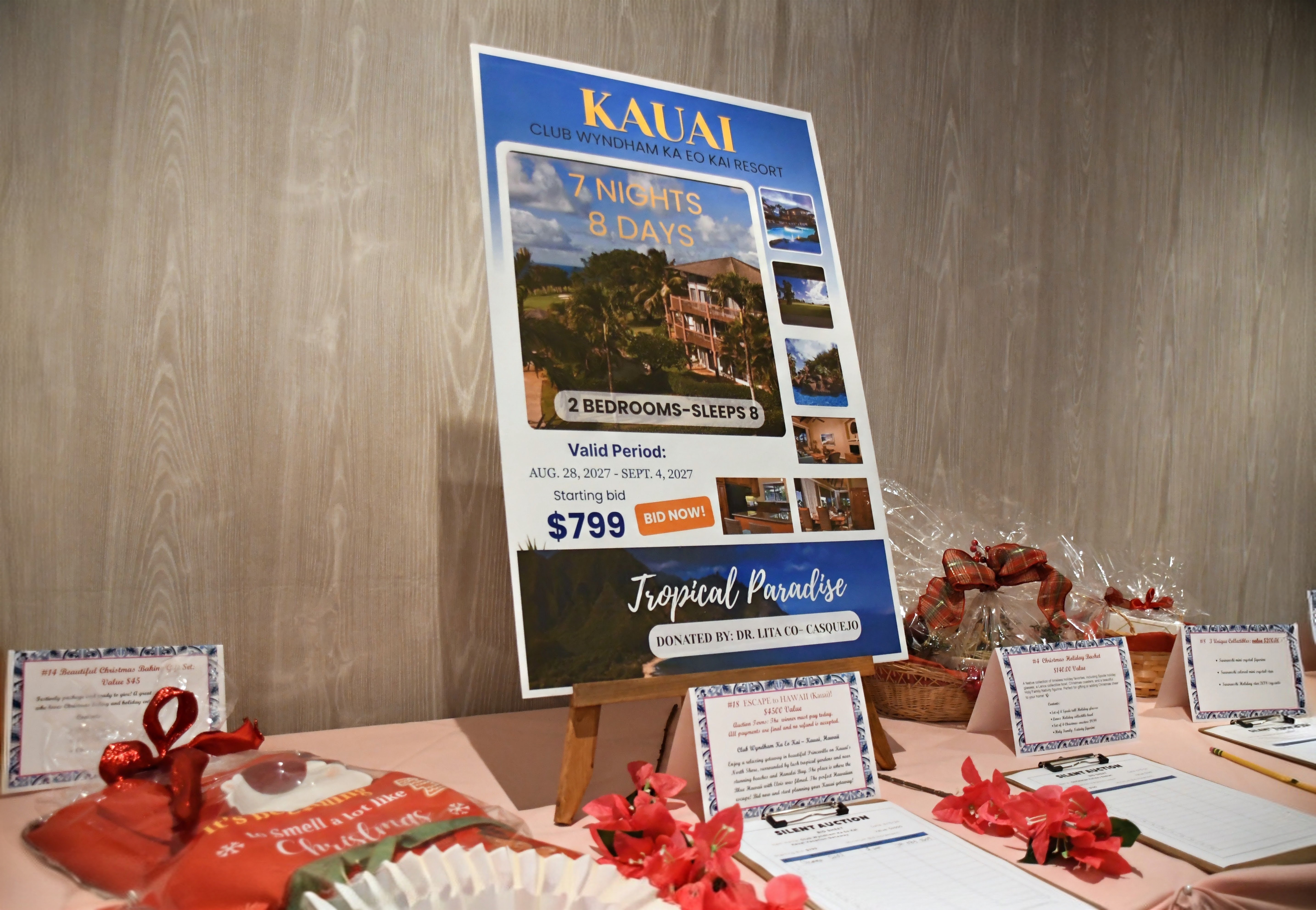 Tropical Kauai Resort package on display at the Silent Auction