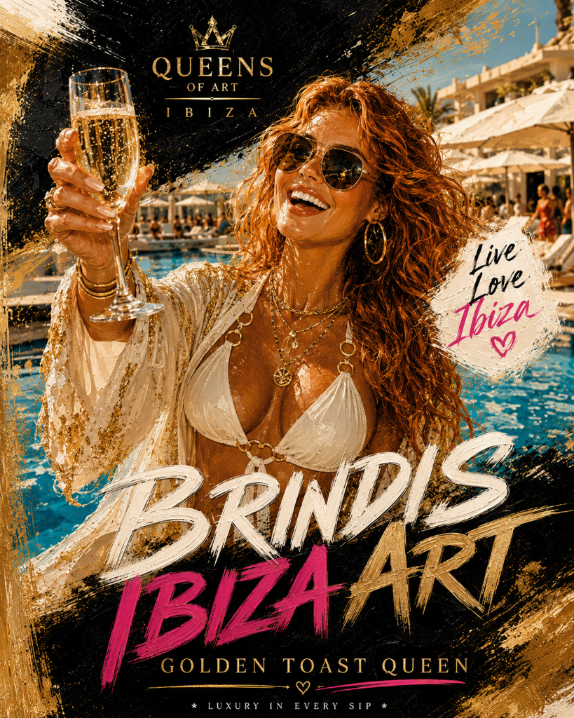 Cartel Golden Toast Queen con luz dorada de atardecer