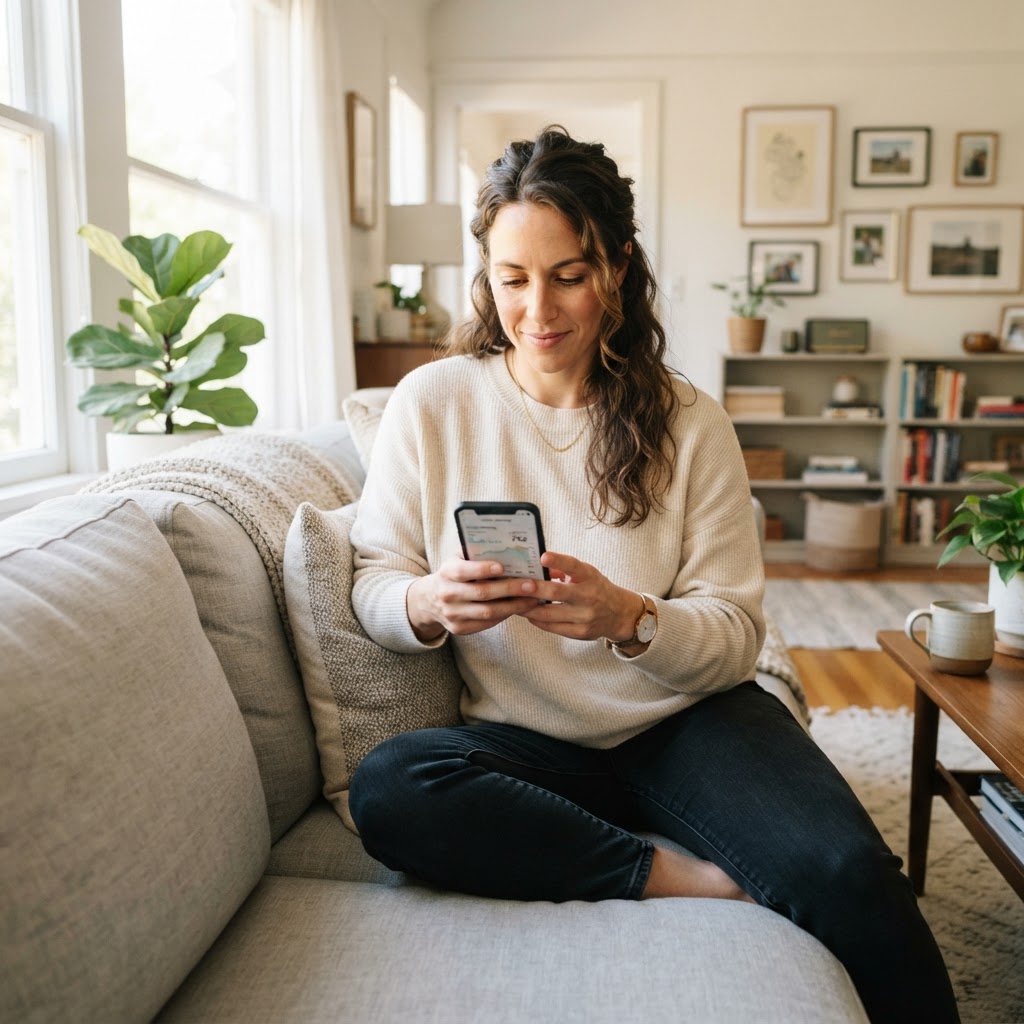 Person checking their credit report on a phone