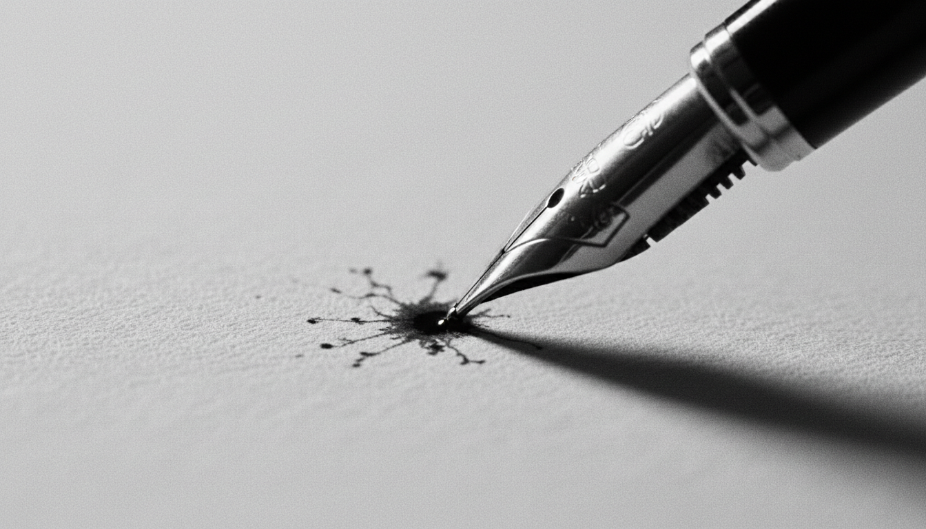 Fountain pen nib on paper