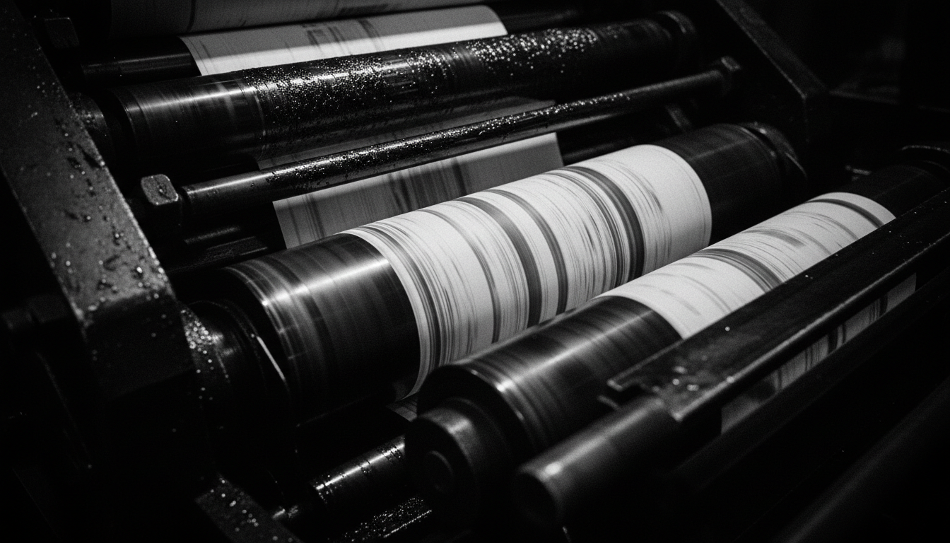 Printing press in motion