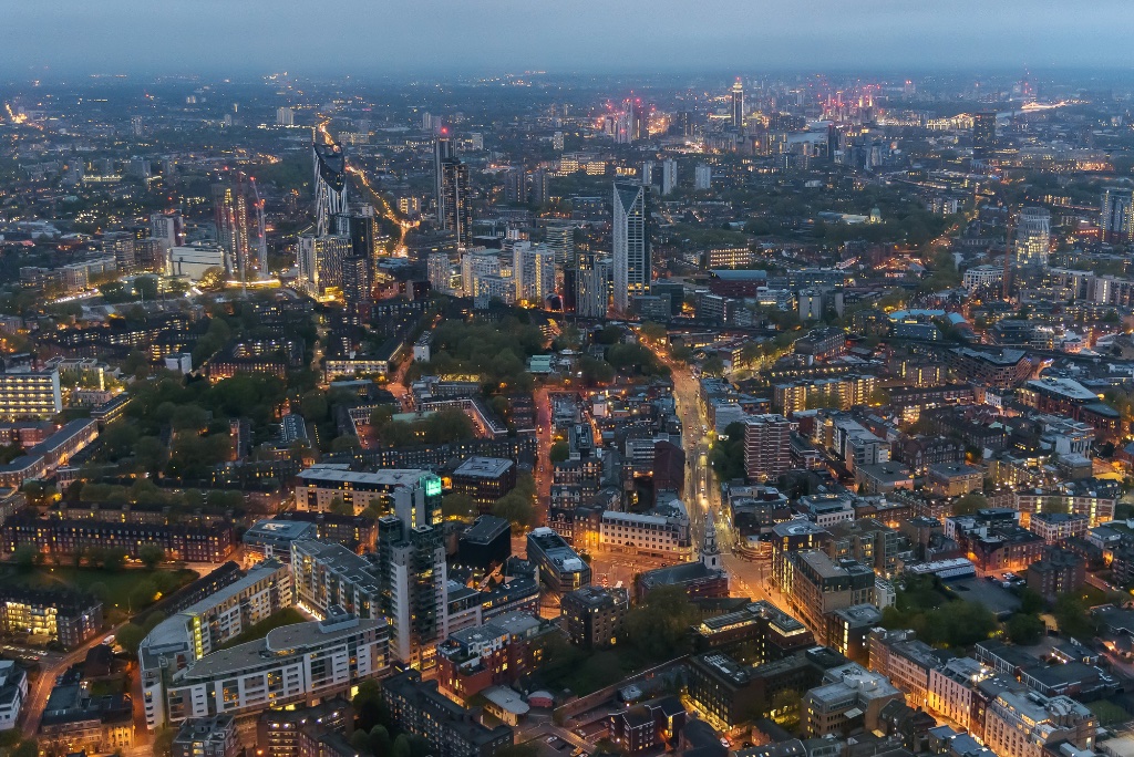 Twilight property aerial