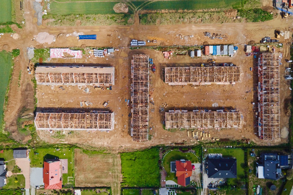 Aerial view of a construction site