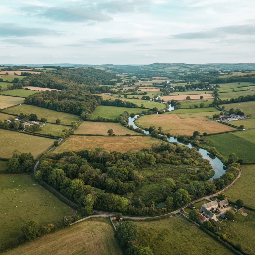 Aerial view of a rural landscape