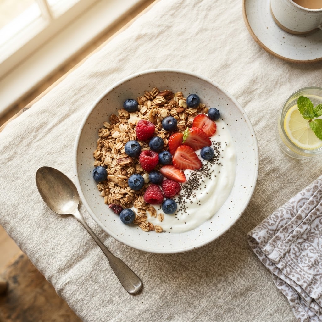 Granola with Greek Yogurt & Mixed Berries
