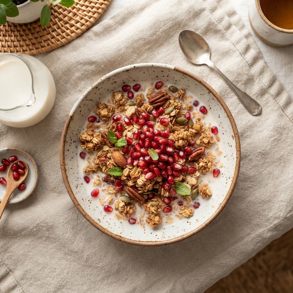 Granola Clusters with Pomegranate Seeds
