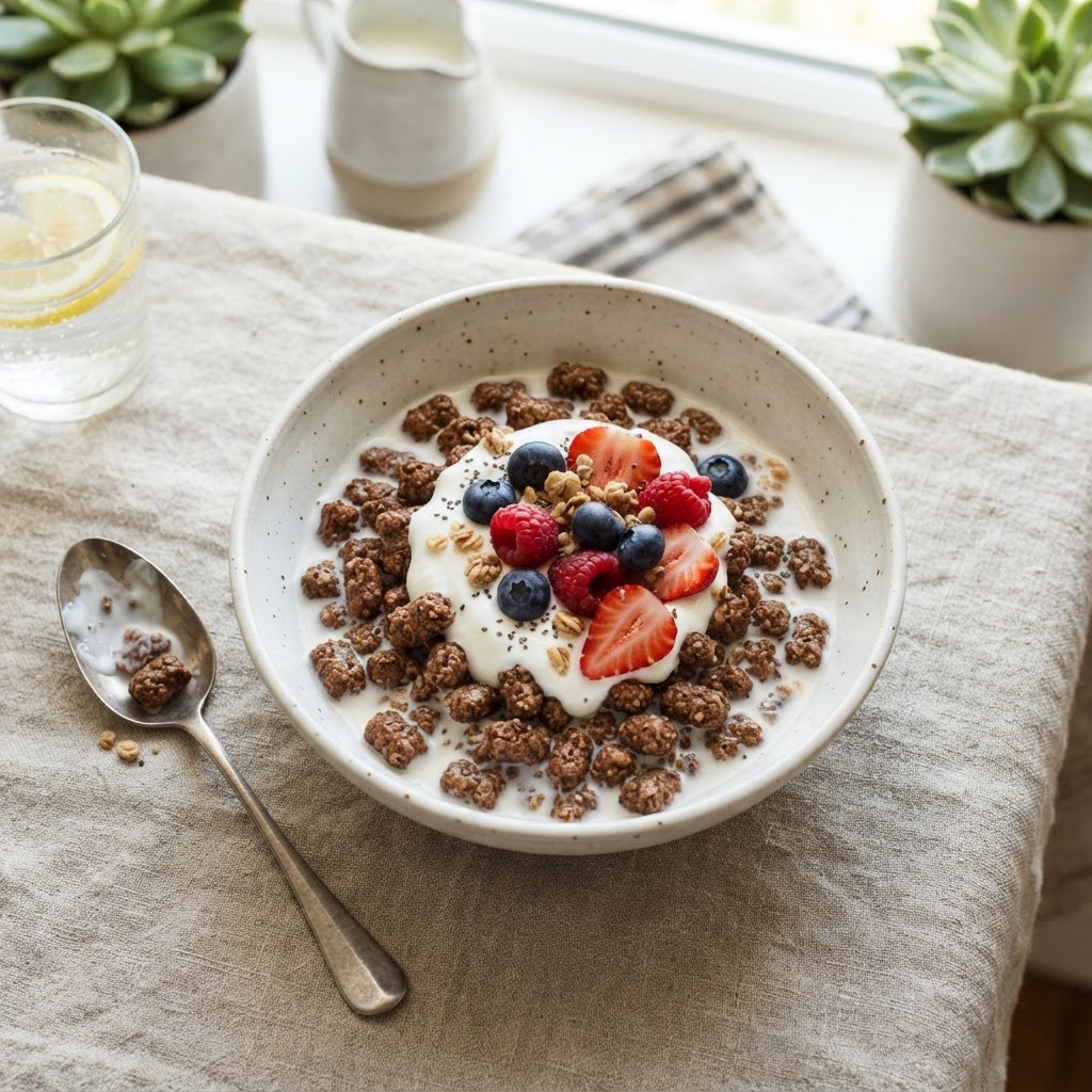 Grape Nuts with Greek Yogurt & Berries