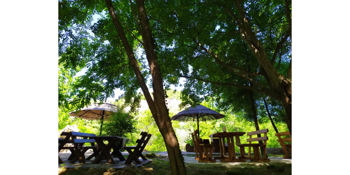 Tables and umbrellas